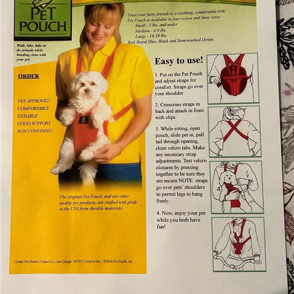 Pet pouch. Blue, size M. Hands free away to carry your pet. NEW